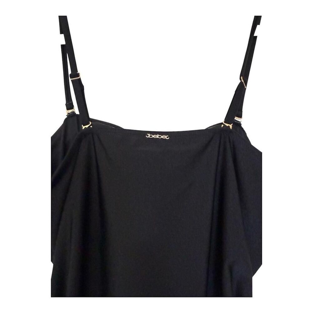 NWT Bebe Black One Piece Swimsuit Multicolor Gemstone Crystal Belt Size M - Picture 3 of 8
